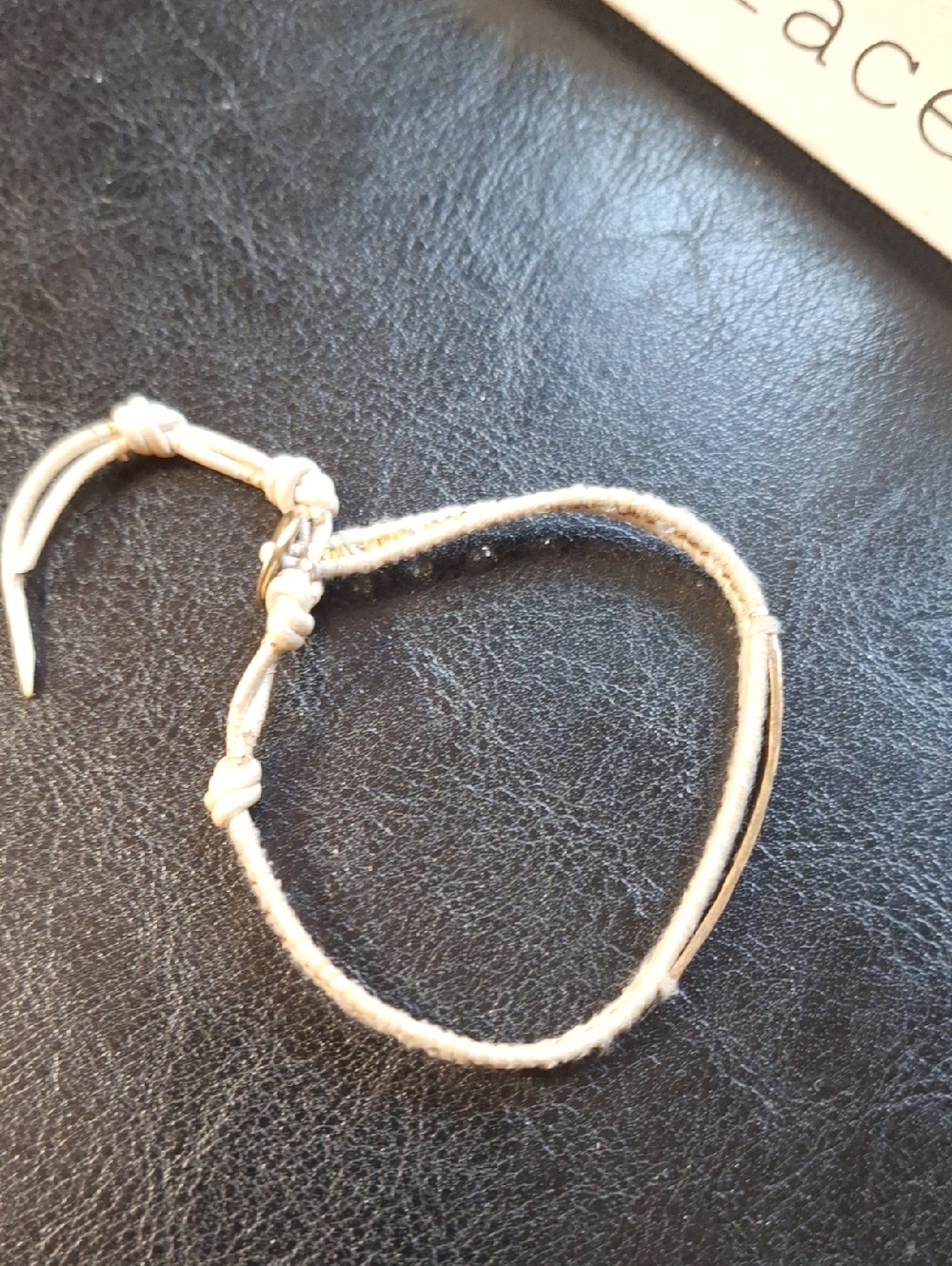 CHAN LUU Signed Beige & Gold Bar Wrap style Adjustable Bracelet Minimalist Boho - Picture 9 of 12